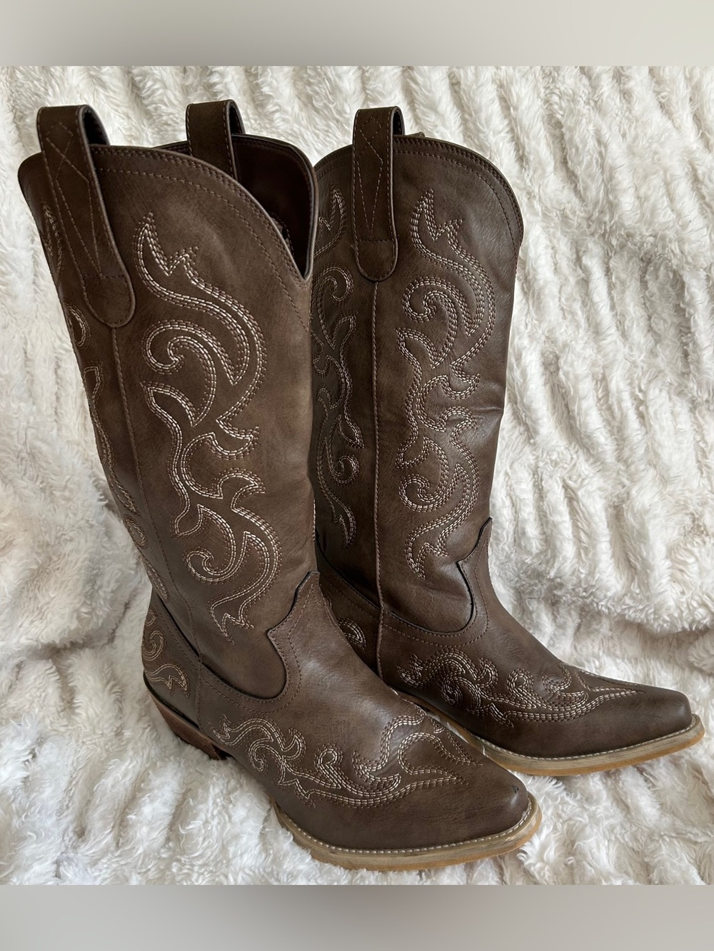 Rollda Women’s Brown Tall Cowboy Boots